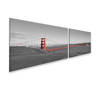 islandburner Tableau sur toile Motif ponts rouges en noir et blanc Paysage