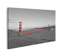 islandburner Tableau sur toile Motif ponts rouges en noir et blanc Paysage