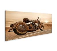 islandburner Tableau sur toile - Motif route nostalgique 66 - Moto - Pour le salon - Pour les amateurs d'aventure - Panorama