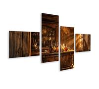 islandburner Tableau sur toile Motif Saloon abandonné dans l'Ouest américain - Décoration murale pour les fans de nostalgie - 4 pièces - Edition E1