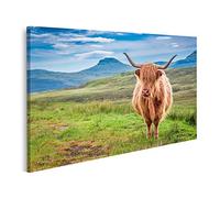 islandburner Tableau sur toile Motif vache des hautes terres au pâturage sur l'île de Skye Écosse