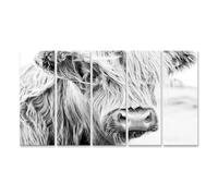 islandburner Tableau sur toile Motif vache des hautes terres poilue en noir et blanc debout sur un saule 160 x 80 cm