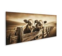 islandburner Tableau sur toile motif vaches taches blanches et brunes côte à côte Images murales Poster