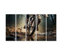 islandburner Tableau sur toile Motif VTT Aventure dans la forêt au coucher du soleil et de la boue Images murales Poster