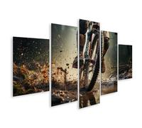 islandburner Tableau sur toile Motif VTT Aventure dans la forêt au coucher du soleil et de la boue Images murales Poster