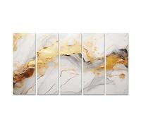 islandburner Tableau sur toile Mur de pierre blanche de plancher de granit naturel d'IA abstrait de marbre d'or Cadre Affiche Poster Murale Tableaux
