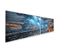 islandburner Tableau sur toile murale rétro futuriste d'une station de métro abandonnée - 2 pièces
