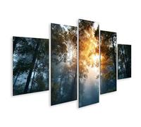 islandburner Tableau sur toile Mystique Forêt de Bambous - Impression d'art pour le salon - Pour les amoureux de la nature - 5 pièces