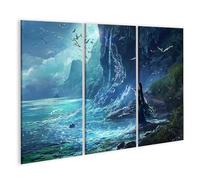 islandburner Tableau sur toile Mystique Magie de l'eau dans la forêt enchantée au clair de lune Images murales Poster