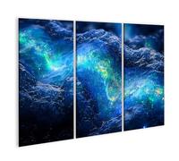 islandburner Tableau sur toile Mystique Vagues Bleues Fantaisie Galaxie Paysage Photos Tableaux Muraux Poster
