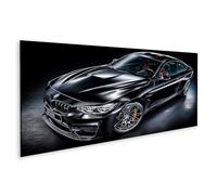 islandburner Tableau sur toile noir BMW M4 format portrait pour les fans de voiture - Panorama