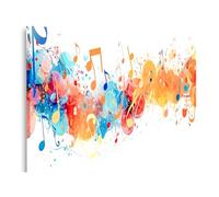 islandburner Tableau sur toile - Notes de musique colorées et couleurs - Tourbillons - Images murales - Poster
