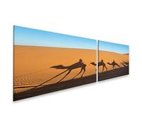 islandburner Tableau sur toile Ombre de chameaux dans le désert au coucher du soleil Images murales Poster