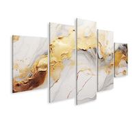islandburner Tableau sur toile Or Marbre Abstrait Ai Nature Granit Sol Blanc Pierre Mur Photos Murales Poster