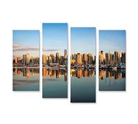 islandburner Tableau sur toile Panorama du centre-ville de Vancouver au coucher du soleil Cadre Affiche Poster Murale Tableaux
