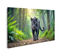 islandburner Tableau sur toile - Panthère noire à travers la forêt - Instagram Facebook - Peinture murale - Poster mural