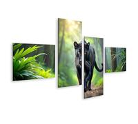 islandburner Tableau sur toile Panthère noire dans la jungle sur un chemin de forêt ombragé Images murales Poster