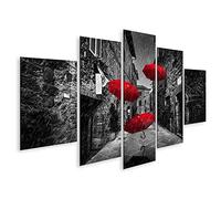 islandburner Tableau sur Toile Parapluies Vent Sombre Rue Vieille Ville Italienne Toscane Cadre Affiche Poster Murale Tableaux