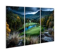 islandburner Tableau sur toile - Parcours de golf d'automne à New York avec vue pittoresque - 3 pièces