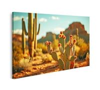 islandburner Tableau sur toile Paysage de cactus dans le désert au coucher du soleil en arrière-plan Images murales Poster