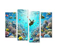 islandburner Tableau sur toile Paysage marin avec tortues et poissons sur le récif corallien