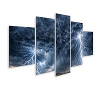 islandburner Tableau sur toile Paysage orageux avec éclairs et nuages sombres - 5 pièces