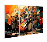 islandburner Tableau sur Toile Peindre Une Batterie de Guitare sur scène Peindre Une Batterie de Guitare Stage Cadre Affiche Poster Murale Tableaux