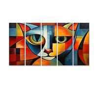 islandburner Tableau sur toile Peinture de chat abstraite style Pablo Picasso animaux de compagnie Art Cadre Affiche Poster Murale Tableaux