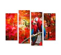 islandburner Tableau sur toile Perroquets dans les feuilles d'automne Images murales Poster