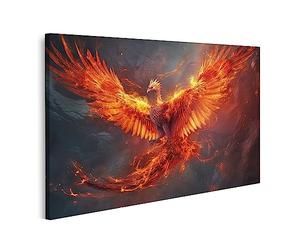 islandburner Tableau sur Toile Phoenix Vole des Oiseaux de feu brûlants, créatures mythiques Cadre Affiche Poster Murale Tableaux