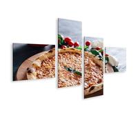 islandburner Tableau sur toile Pizza Margherita avec ingrédients frais tomates, mozzarella et basilic