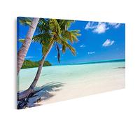 islandburner Tableau sur toile Plage Tropicale Île Exotique Pacifique Palmiers Sable Blanc Océan Turquoise Eau Cadre Affiche Poster Murale Tableaux