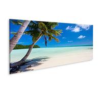 islandburner Tableau sur toile Plage Tropicale Île Exotique Pacifique Palmiers Sable Blanc Océan Turquoise Eau Cadre Affiche Poster Murale Tableaux