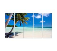 islandburner Tableau sur Toile Plage Tropicale Île Exotique Pacifique Palmiers Sable Blanc Océan Turquoise Eau Cadre Affiche Poster Murale Tableaux