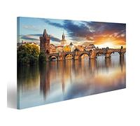 islandburner Tableau sur Toile Pont Charles de Prague République Tchèque Cadre Affiche Poster Murale Tableaux