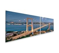 islandburner Tableau sur toile - Pont de Bosphore majestueux - Décoration murale pour salon - Pour les fans de voyage - 2 pièces