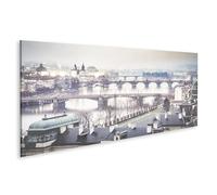 islandburner Tableau sur toile Pont de Prague dans le brouillard tôt le matin dans une ambiance hivernale
