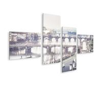 islandburner Tableau sur toile Pont de Prague dans le brouillard tôt le matin dans une ambiance hivernale