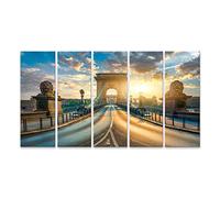 islandburner Tableau sur Toile Pont des Chaînes Budapest Statues Lions Lever du Soleil Hongrie Cadre Affiche Poster Murale Tableaux