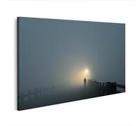 islandburner Tableau sur toile - Pont mystique dans le brouillard - Décoration murale pour salon - Édition T2