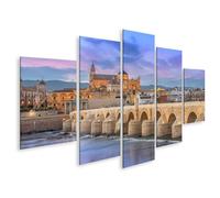 islandburner Tableau sur toile Pont romain et Mezquita au coucher du soleil à Cordoue Images murales Poster