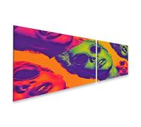 islandburner Tableau sur toile Pop Art coloré avec visages répétés et lunettes de soleil - 2 pièces