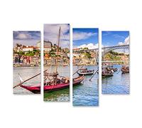 islandburner Tableau sur Toile Porto Portugal Paysage Urbain fleuve Douro Cadre Affiche Poster Murale Tableaux