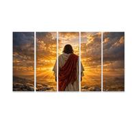 islandburner Tableau sur toile Portrait dorsal d'une figurine sur une colline au coucher du soleil - 5 pièces XXL