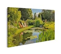 islandburner Tableau sur toile pour étang jardin d'été