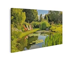 islandburner Tableau sur toile pour étang jardin d'été