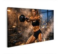 islandburner Tableau sur toile pour femme - Musculation avec kettlebell dans la salle de sport - Édition Z1