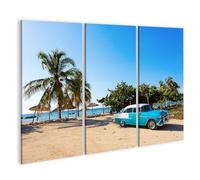 islandburner Tableau sur toile pour voiture ancienne, sur la plage, sous les palmiers, ciel, images murales, posters