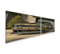 islandburner Tableau sur toile Prime Muscle Car devant le garage au soleil Parking dans un quartier résidentiel Images murales Poster