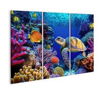 islandburner Tableau sur Toile Récif de Corail Tortue de mer Sauvage Poisson Océan Tropical Vie sous-Marine AI Cadre Affiche Poster Murale Tableaux